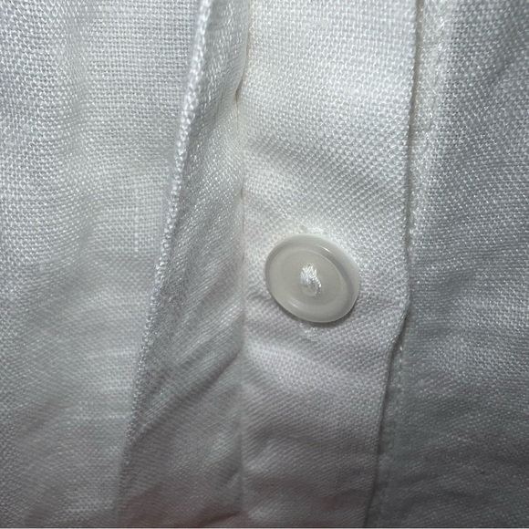L.L.Bean White Linen Tuxedo Bib Band Collar Button Up Contemporary Prairie Top M - Picture 15 of 16